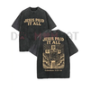 Retro Washed T-Shirt Double Sided Printed 'JESUS PAID IT ALL' Letter & Cross Pattern by Dog Mom Hat