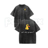 Washed Eat Grapes Duck Graphic T-Shirt – Retro Funny Meme Animal Tee, Vintage Acid Washed Lightweight Cotton Unisex Streetwear Top