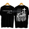 "Faith Over Fear" Freedom American Flag T-Shirt - We Wear Red On October Statement Tee, Patriotic Apparel