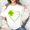 Four Leaf Clover Heart St. Patrick's Day T-Shirt - Lucky Clover Heart Graphic Tee, Premium 100% Cotton Crew Neck Celebration Top, Cute Irish Pride Heart Shirt, St. Paddy's Day Women's Fashion, Soft Lived-In Festive Holiday Apparel