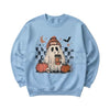 Ghost Checker Graphic Top | Retro Checkerboard Ghost Sweatshirt