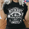 "Bitchcraft" Modern Occult Graphic Tee - Chic Minimalist Witch Shirt, Vintage Tarot Inspired Sarcastic Top, Funny Dark Academia Halloween Shirt, Premium Gothic Aesthetic Streetwear, Snarky Feminist Witch Apparel