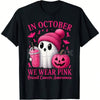 Pink Power Halloween Awareness Shirt - Cute Ghost & Pumpkin Breast Cancer Tee, October Statement Graphic