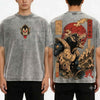 Unisex Great Ape Oozaru Saiyan Vintage Washed T-Shirt – Retro Anime DBZ Graphic Tee, Distressed Acid Wash Lightweight Cotton Streetwear Top