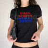 "Stars Stripes and Human Rights" Retro Baby Tee – Funny 90s Style 4th of July Social Justice Fitted Crop Graphic T-Shirt