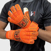 Orange Hybrid Cut Pro-Level Goalkeeper Gloves - ONEKEEPER FUSION Contact Orange and White