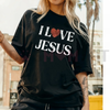 Vintage "I Love Jesus" Print T-Shirt by Dog Mom Hat