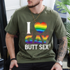 "I Love Gay Butt Sex" Rainbow Heart T-Shirt by Dog Mom Hat