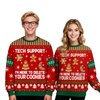 Geeksoutfit Tech Support Fun Ugly Christmas Sweater – Cozy Knit Crewneck Pullover by Dog Mom Hat