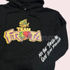 Team Fruta Hoodie – Black, Fruit Logo & Slogan "No Se Tienen Que Hay Piraña" Pullover, Medium Fit Casual Wear, Unisex