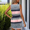 Women’s Color‑Block Striped Tie‑Waist Mini Dress by FitiqueFit