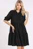 Button Detail Collared Neck Tiered Shirt Dress For Women – Classic Elegant, Fluttering, Chic, and Versatile For Any Occasion by Stevvex