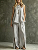 Women's Loose Sleeveless Tank Top & Slit Wide-Leg Pants Two-Piece Set by FitiqueFit