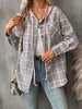 Plaid Buttoned Long Sleeve Hooded Jacket for Women – Cozy & Stylish Cotton-Blend Outerwear by Stevvex