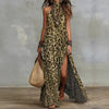 Women's Printed Scarf-Style Maxi Dress – Sleeveless, Split, Loose Boho by FitiqueFit