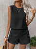 Women's Solid Color Sleeveless Vest & Shorts Set by FitiqueFit