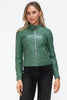 Women Classic Snobbish Faux Leather Zip-Up Drawstring Hooded Jacket Edgy & Casual PU Leather Jacket For Streetwear by Stevvex