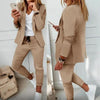 Women’s Notch-Lapel Blazer & Drawstring Pants Suit Set by FitiqueFit