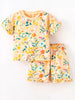 Children's Floral Print Ruffle Trim T-Shirt and Shorts Set by Simply Love