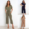 Women's V-Neck Cropped Wide-Leg Knit Jumpsuit by FitiqueFit