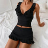Women's Ruffle Trim Bikini Three-Piece Swimsuit Set by FitiqueFit