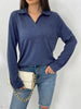 Casual Long Sleeve Polo T-Shirt by Simply Love