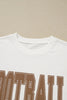 White FOOTBALL 3D Letter Graphic Crew Neck Sweatshirt by Wild and Free Boutique