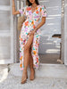 Elegant Printed V-Neck Short Sleeve Maxi Dress Beautiful Casual Women Long Dress by Stevvex