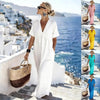V-Neck Short-Sleeve High Waist Maxi Dress | Resort Style by FitiqueFit