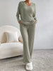 Ribbed Knit V-Neck Top and Pants Set by Wild and Free Boutique
