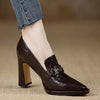Women's Retro Chunky Heel Pointed Toe Pumps – Slip-On Office Heels by FitiqueFit
