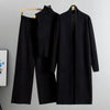 Simple Knitting Suit Sleeveless Vest Sweater Cardigan Pants Three-piece Set