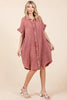 Mineral Wash Cotton Gauze Mini Shirt Dress For Women – Effortlessly Chic and Tredny Dress with Ruffle Sleeve Details by Stevvex