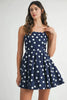 Polka Dot Mini Dress with Ricrac Trim Strap For Women – Playful Polka Dot Design, Unique Ricrac Trim, Fluttering, Chic Mini Dress for Casual or Summer Events by Stevvex
