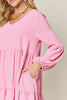 Light Green Double Take Full Size V-Neck Sleeve Tiered Dress with Pockets Elegant & Comfortable Casual Dress by Stevvex