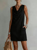 Women's Off-Shoulder Sleeveless Dress – Casual Pullover Midi Dress by FitiqueFit
