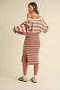 Stripe Crop Cardigan and Bodycon Dress Sweater Set – Two-Piece Knit Set, Striped Crop Cardigan Dress, Cozy Sweater Dress Set, Chic Layered Knit Outfit by Stevvex