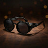 Retro Round Leather Frame Sunglasses – Vintage Fashion Eyewear by FitiqueFit