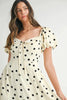 Polka Dot Puff Sleeve Midi Dress For Women – Vintage Fluttering Polka Dot Dress, Feminine Puff Sleeve Dress, Retro Midi Dress, Classic Chic Dress by Stevvex