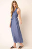 Cross Back Belted V-Neck Tank Maxi Dress For Women – Effortlessly Chic Elegant and Flattering Maxi Dress with Unique Cross Back Detail by Stevvex