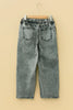 Smoke Gray Acid Wash Barrel Fit Denim Pants with Waist String by Wild and Free Boutique