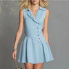 Women's Asymmetrical Sleeveless Mini Dress – Slim Fit Polo Neck by FitiqueFit