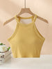 Ribbed Grecian Neck Cropped Tank with Chest Pads