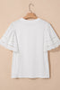 Hollow Out Embroidered Short Sleeve Round Neck Top