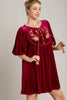 Embroidered Half Sleeve Velvet Mini Dress with Tassel For Women – Luxurious Velvet Dress, Embroidered Tassel Mini Dress, Elegant Party Dress by Stevvex