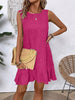 Women's Ruffle Lace-Up Mini Dress – Short Sleeve Loose Beach Dress by FitiqueFit
