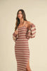 Stripe Crop Cardigan and Bodycon Dress Sweater Set – Two-Piece Knit Set, Striped Crop Cardigan Dress, Cozy Sweater Dress Set, Chic Layered Knit Outfit by Stevvex