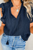 Meadow Mist Green V Neck Flutter Sleeve Textured Blouse
