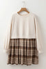Vintage Plaid Round Neck Long Sleeve Mini Dress Cozy & Stylish Dress Retro Design Dress For Party by Stevvex