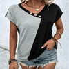 Women's Color-blocked Casual Short Sleeve Top by My Store